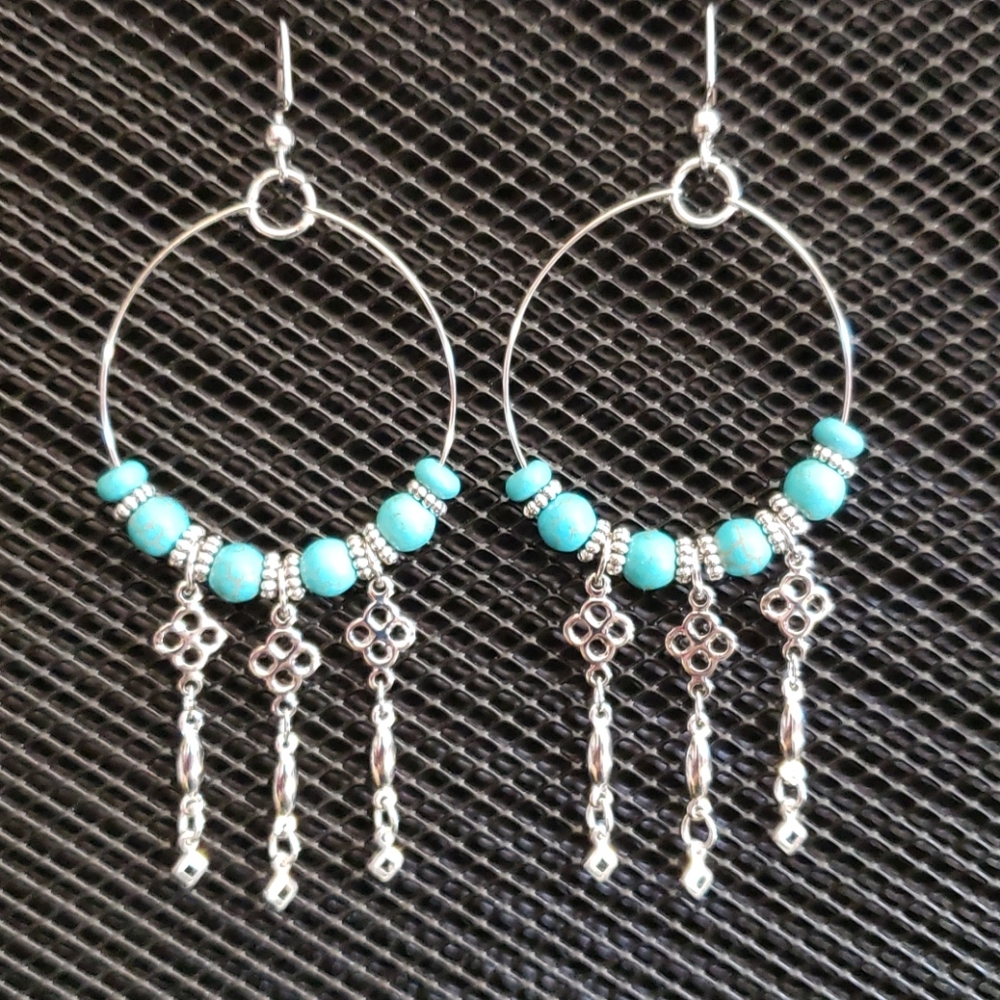 3/$20 | Turquoise-look chandelier hoop earrings